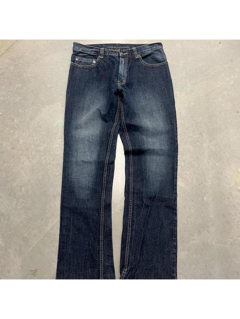 Y2K Perry Ellis Portfolio Men's Dark Wash Straight Leg Jeans Size 32x32 Denim